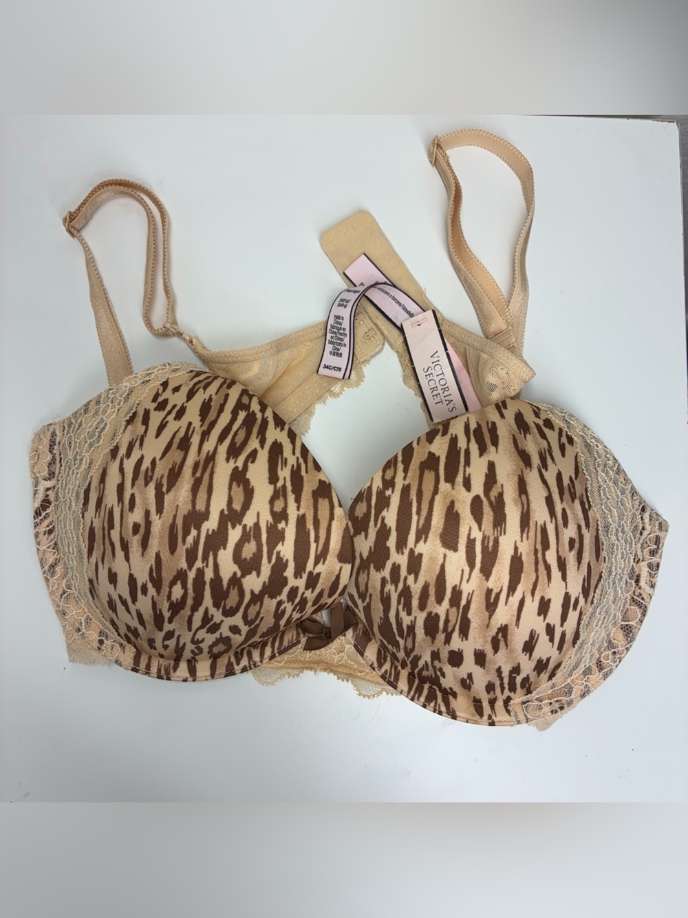 NWT Victoria's Secret Dream Angels Leopard-Print Push-Up Bra, size 34C